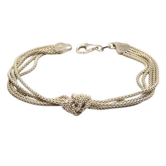 Vintage Bracelet Sterling Silver 925 Multichain Knot Italy 7" Length 6g - Picture 1 of 9